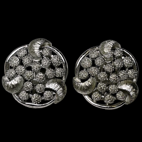 Vintage Coro Silver Tone Clip on Earrings - Picture 1 of 5